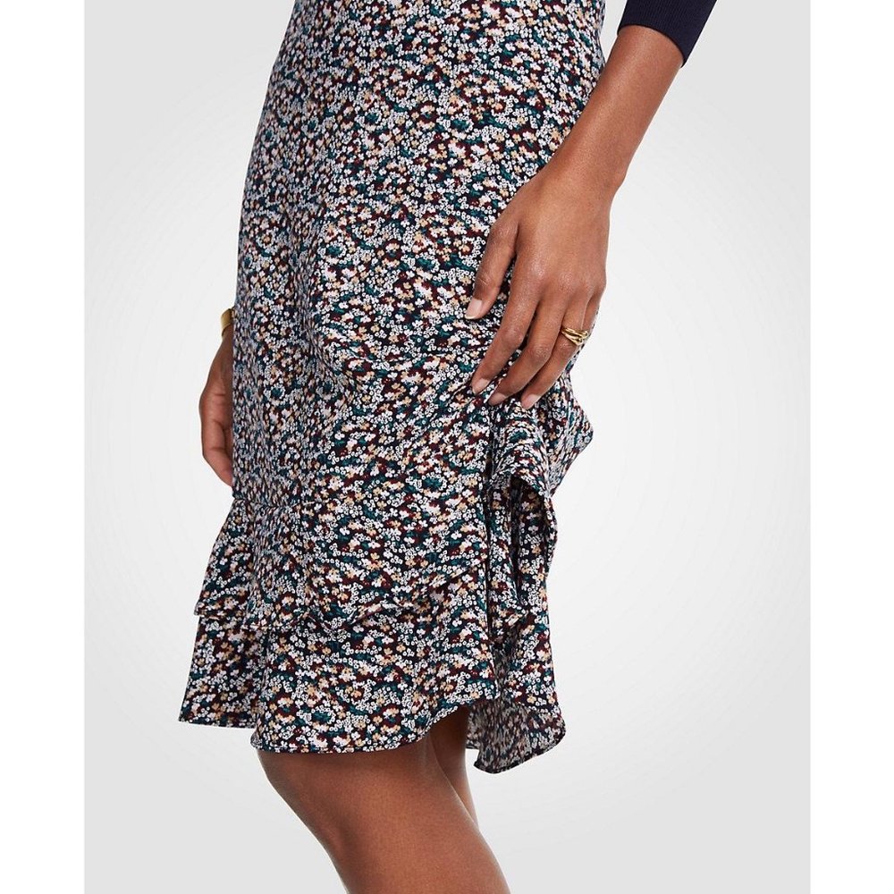 SOLD NWT ann taylor ruffled pencil skirt size 14 floral - Picture 4 of 8